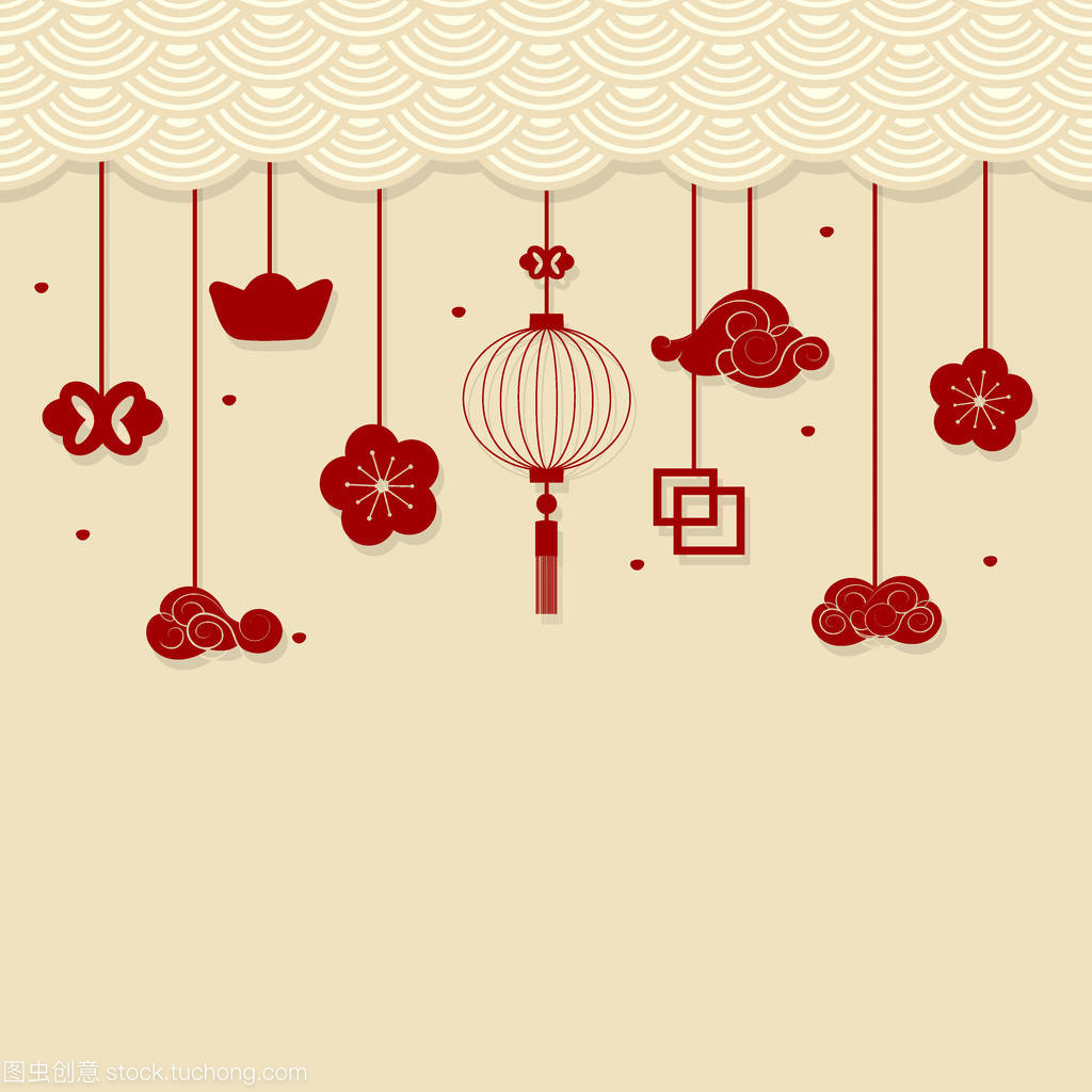 中國新年背景與農歷新年裝飾元素